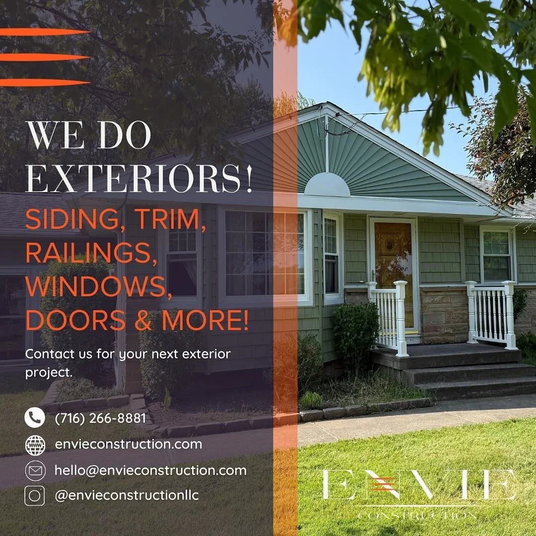 You&rsquo;ve seen our kitchens and baths, but you might not know that we enjoy a good exterior project as well! Siding, windows, doors, trim, railings and more - curb appeal is only a call away.

Envie Construction specializes in interior/exterior re