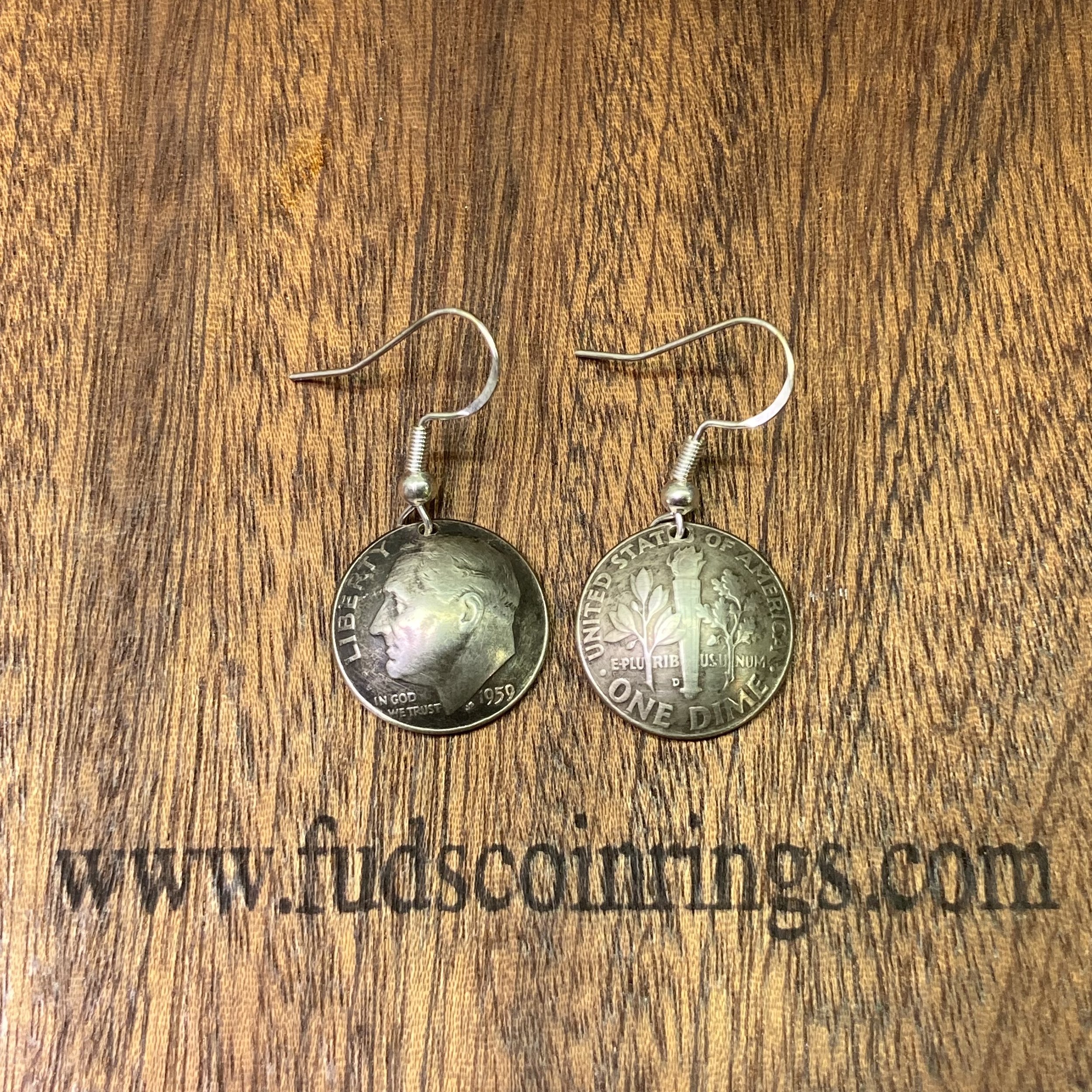 Silver FDR Dime Earrings