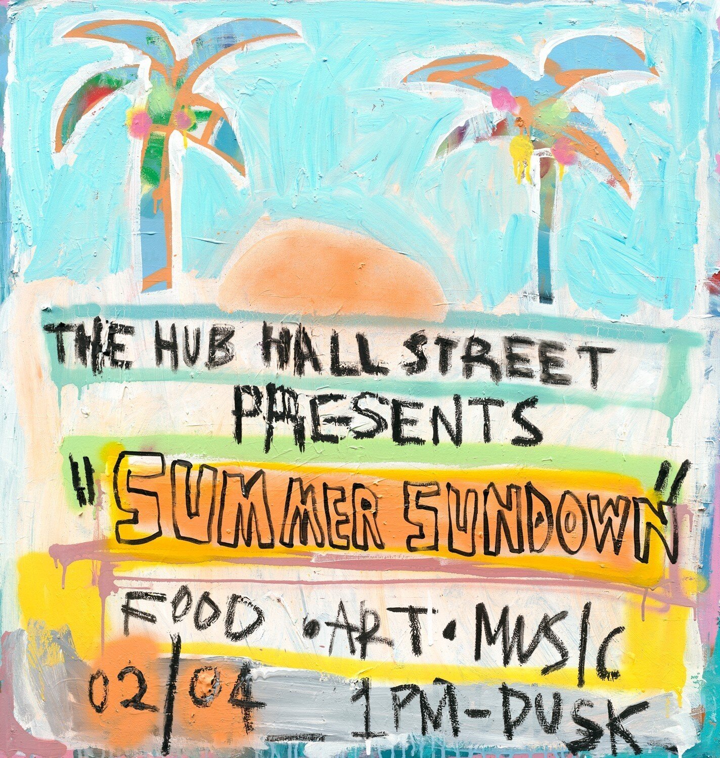 TODAY @LaPalmaBondi will be a part of @thehub_hallstreet party 'Summer Sundown&rsquo; 🌞

Join us for a FREE party, celebrating local food, art and music, from 1pm. LIVE music from @murraylake.sentir, artwork by Bondi-based neo-expressionist artist @