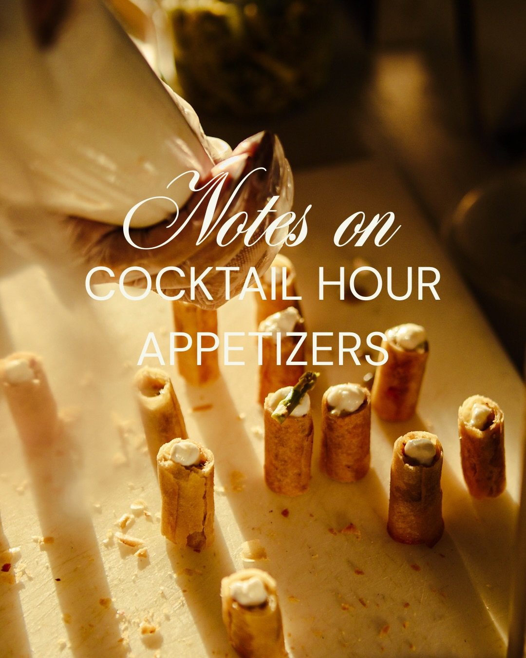 cocktail hour appetizers: your best friend and your worst enemy&mdash;they&rsquo;re so good&hellip; but dangerously easy to fill up on. 

whether you choose passed bites or stations, the plates will always be cleared by the end of the night. 

let&rs