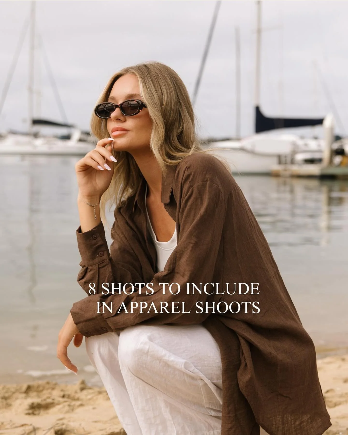 The secret to scroll-stopping apparel photos? Shot variety! Here are 8 shots I use for clothing shoots that not only create visual interest, but convert viewers into customers time &amp; time again🐚 

1. Wide Angle- A full body shot that gives conte