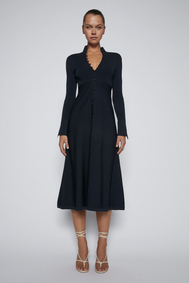 Scanlan Theodore Crepe Knit Button Polo Dress $650