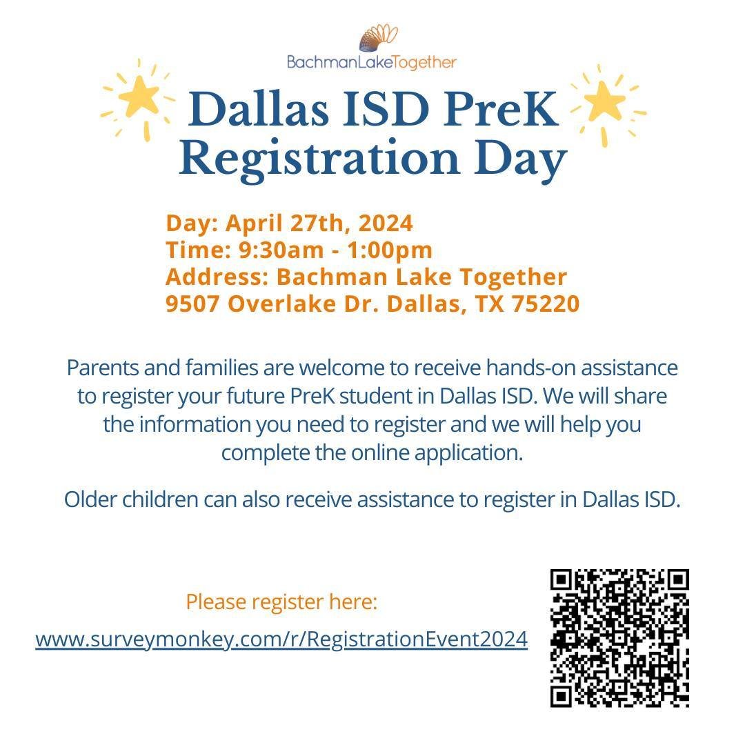 Do you need to enroll your child in PreK? Join us Saturday, April 27, from 9:30 am - 1:00 pm to receive free assistance to register your child in PreK. We will guide you throughout the entire registration process, answer your questions, and enroll ol