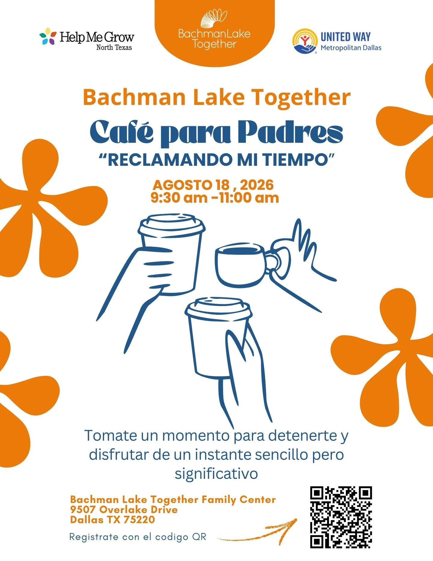 &iexcl;T&oacute;mate un caf&eacute; y charla un rato con otros pap&aacute;s y mam&aacute;s del vecindario! ☕✨

Nuestro Caf&eacute; Para Padres regresa con nuestra pr&oacute;xima sesi&oacute;n centrada en reclamando nuestro tiempo. An&oacute;talo en s