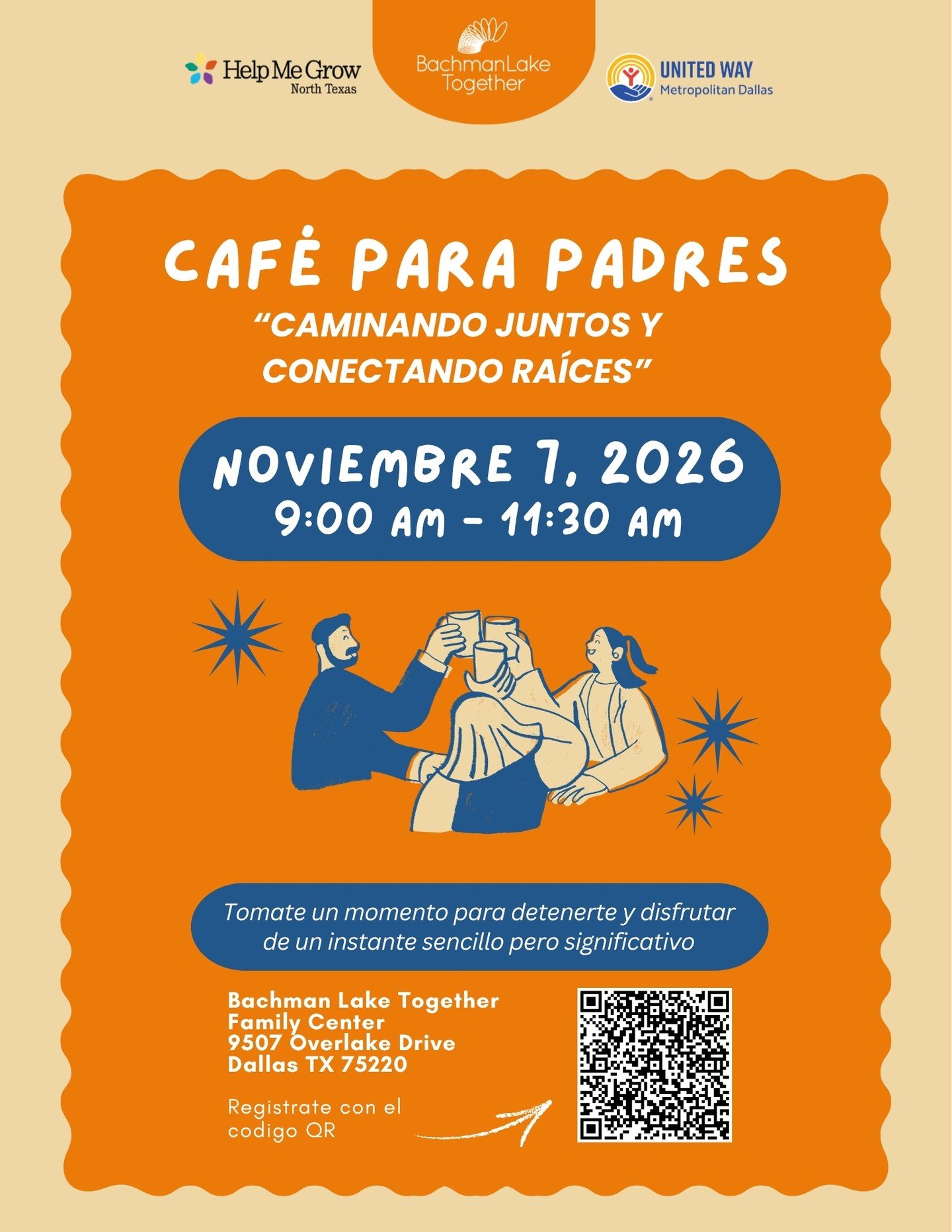 &iexcl;T&oacute;mate un caf&eacute; y charla un rato con otros padres del vecindario! ☕⭐

Nuestro Caf&eacute; para padres regresa con nuestra pr&oacute;xima sesi&oacute;n centrada en caminando juntos y conectando ra&iacute;ces. An&oacute;talo en su c