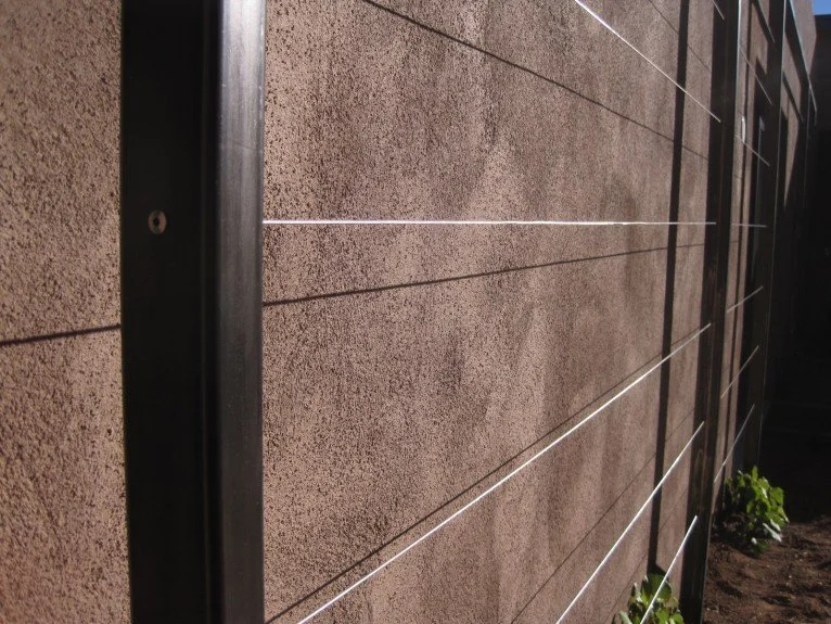 Steel and cable trellis detail.