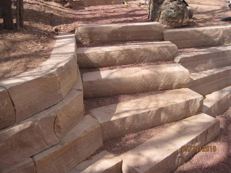 Locally quarried stone was used in the hardscaping.
