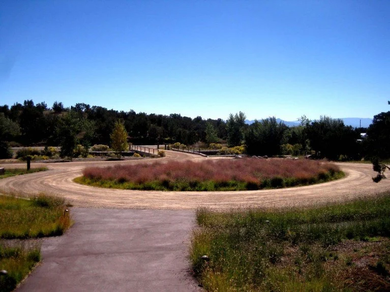 Welcome driveway circle with Sand Love native grass species.