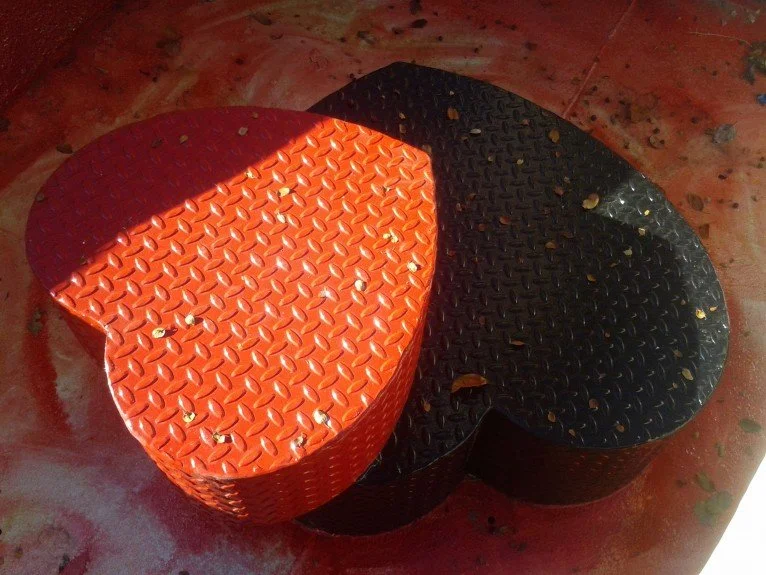 Heart shaped tables and platforms.