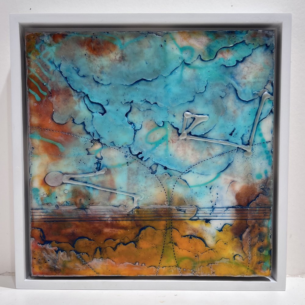 Encaustic painting title constraints and oppositions by artist Elise Wagner