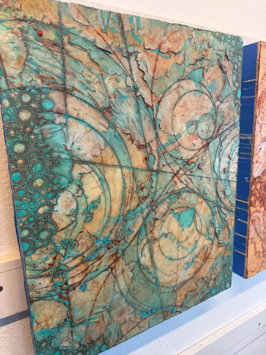 .
Another peek at what I&rsquo;ve been working on&mdash;this one captured by our visitor and friend @gailowenprints.

These 20&rdquo; x 16&rdquo; works in progress are headed for my first show this November at @lostincomposition in Seattle. Each piec