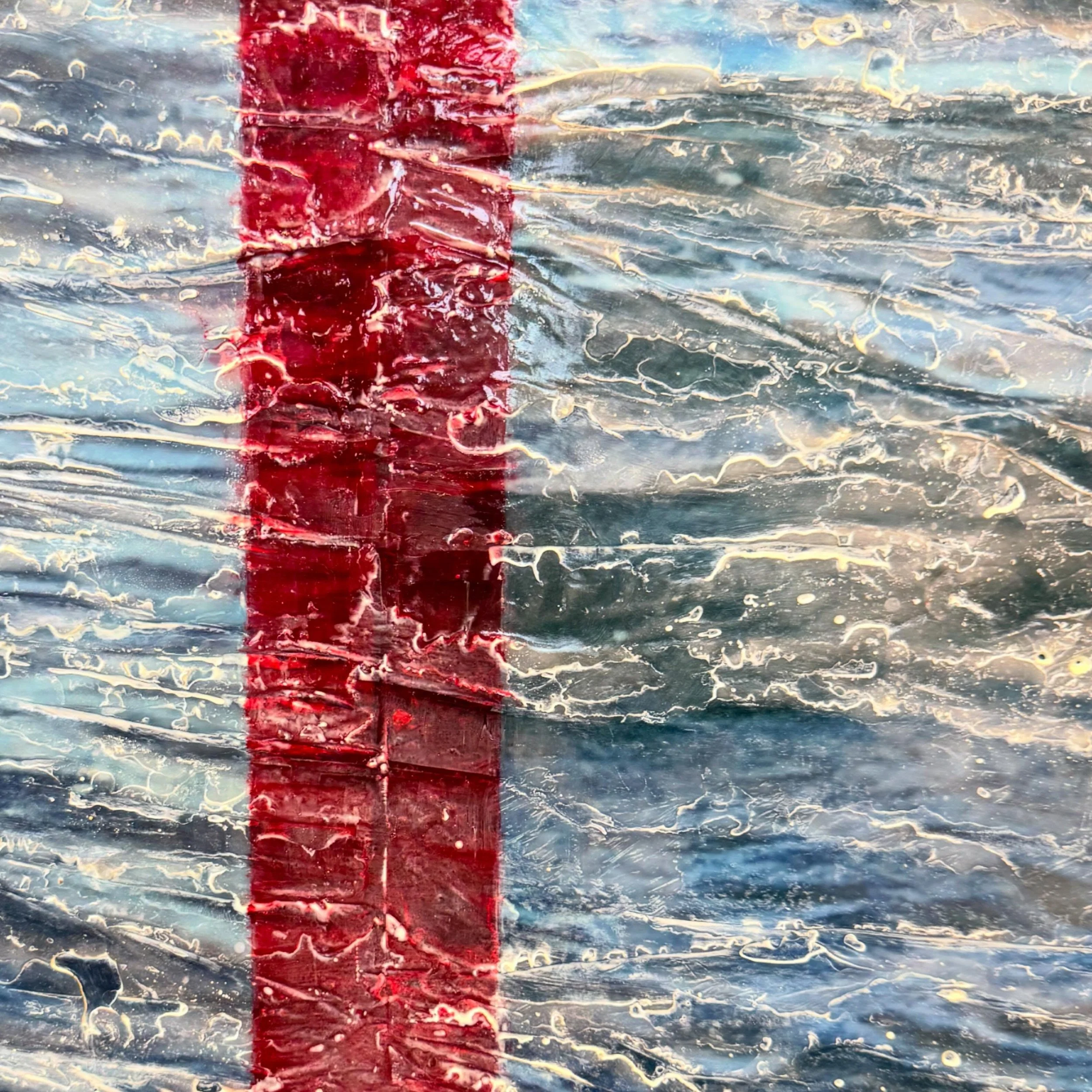 .
Detail from an 18&rdquo; x 63&rdquo; in progress. Excited for next steps towards my September show @imogengallery.
#workinprogress 
#wip
#encaustic
#newwork 
#paintingwater