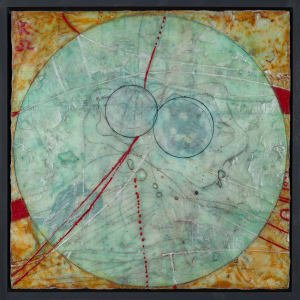 Orbital Sequence 1,
Size (h w d): 16 x 16 x 2.25 in
Medium: collagraph monoprint, encaustic on panel
Type: Painting