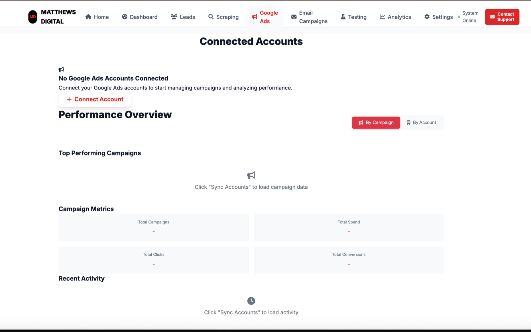Add & View Google Ad Account Peformance