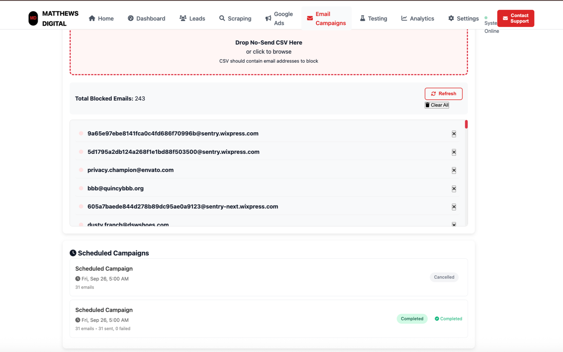 View & Add Email To Blocking System