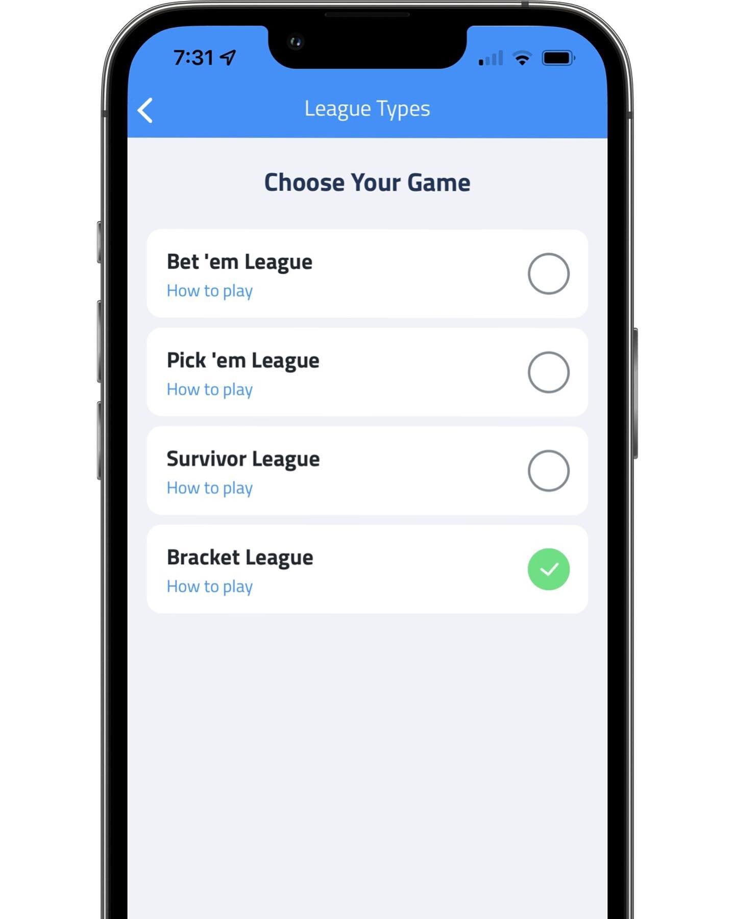 Here&rsquo;s a step-by-step guide on how to get started with our new Bracket Leagues feature!

Download the app and bet with your friends this March Madness! Whether it&rsquo;s a Pick &lsquo;Em, Survivor Against the Spread, or the traditional Bracket