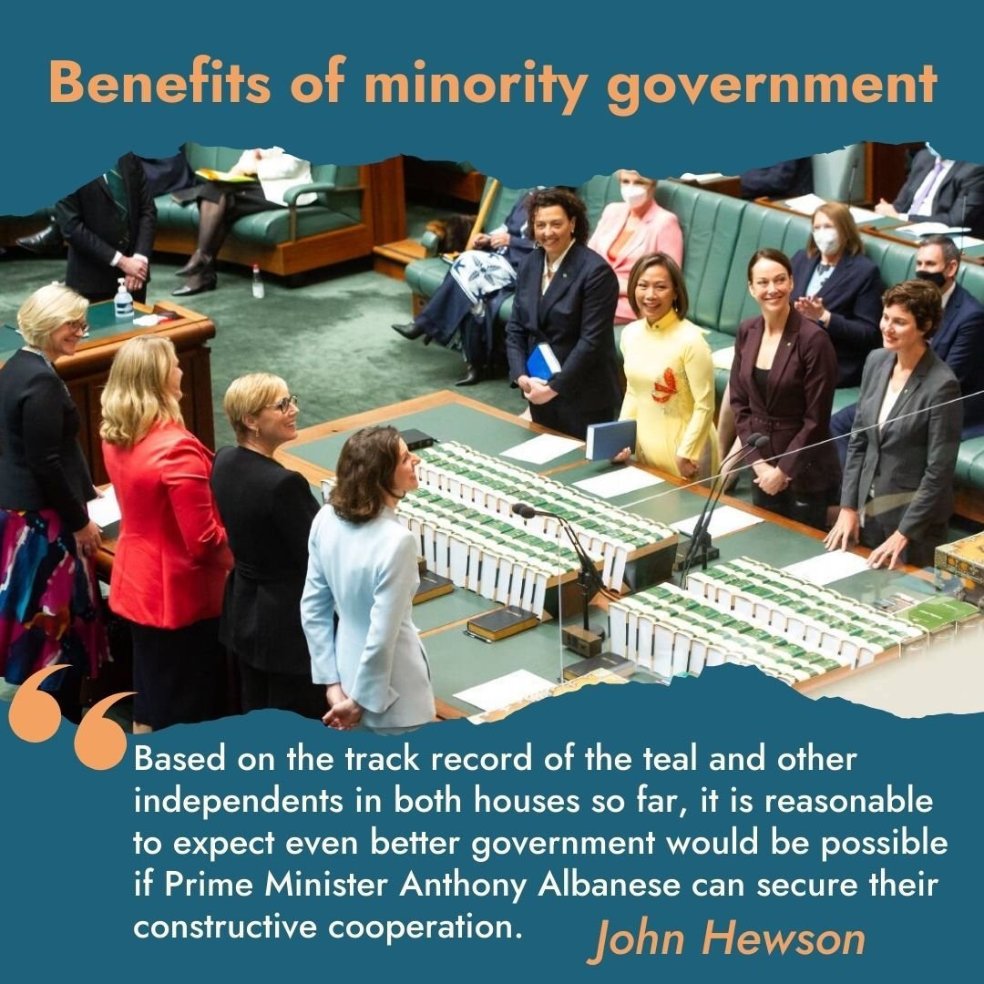 Anxiety over minority government is misplaced writes John Hewson. It is &ldquo;a real opportunity for constructive government in terms of policy development and implementation.&rdquo; #CommunityIndependents #PeoplePoweredPolitics 
https://www.thesatu