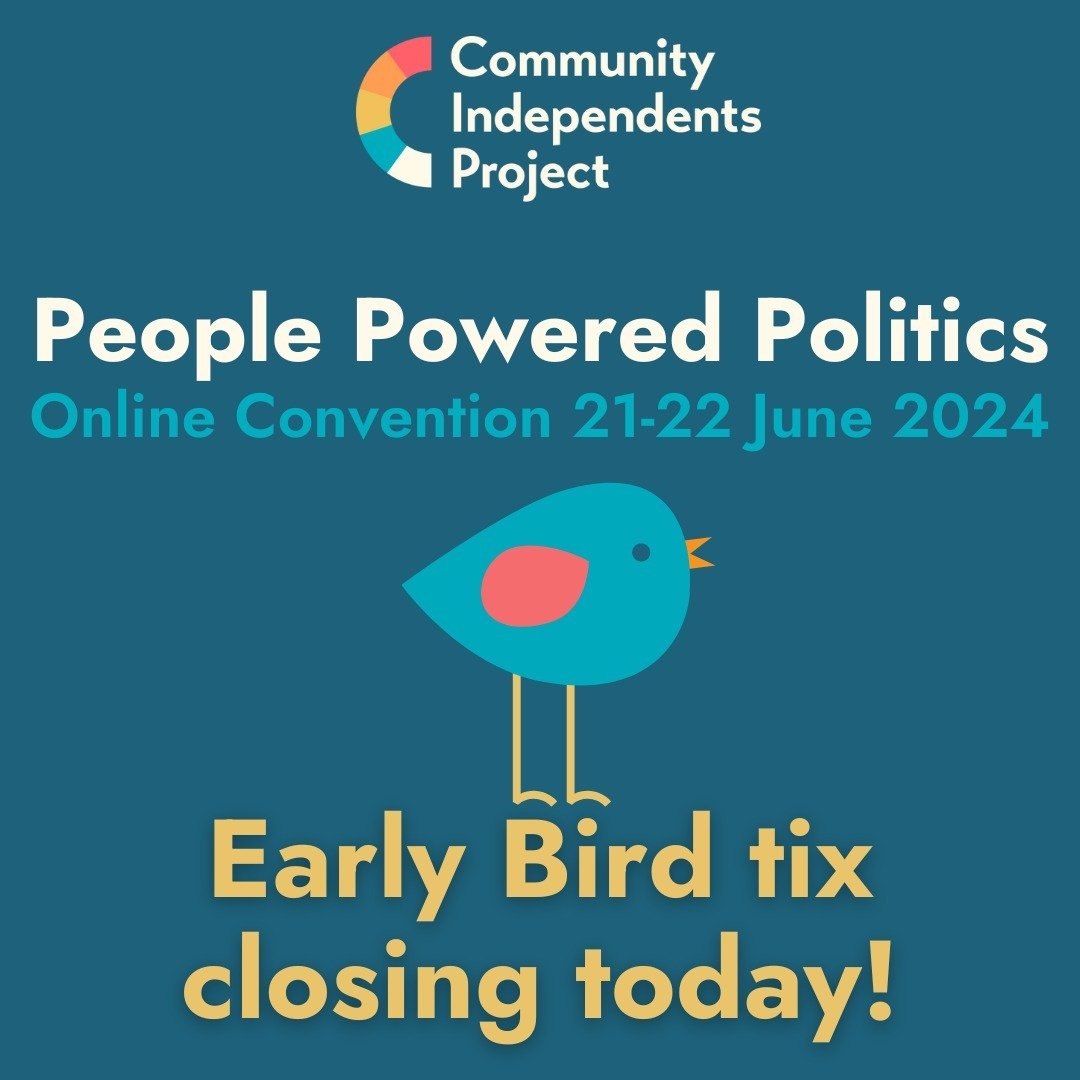 Last day for $45 Early Bird tickets to #PeoplePoweredPolitics Convention - online, 50+ speakers, 20 sessions, networking expo booths.
This is your opportunity to be part of the movement, when we all come together prior to the next federal election. 

