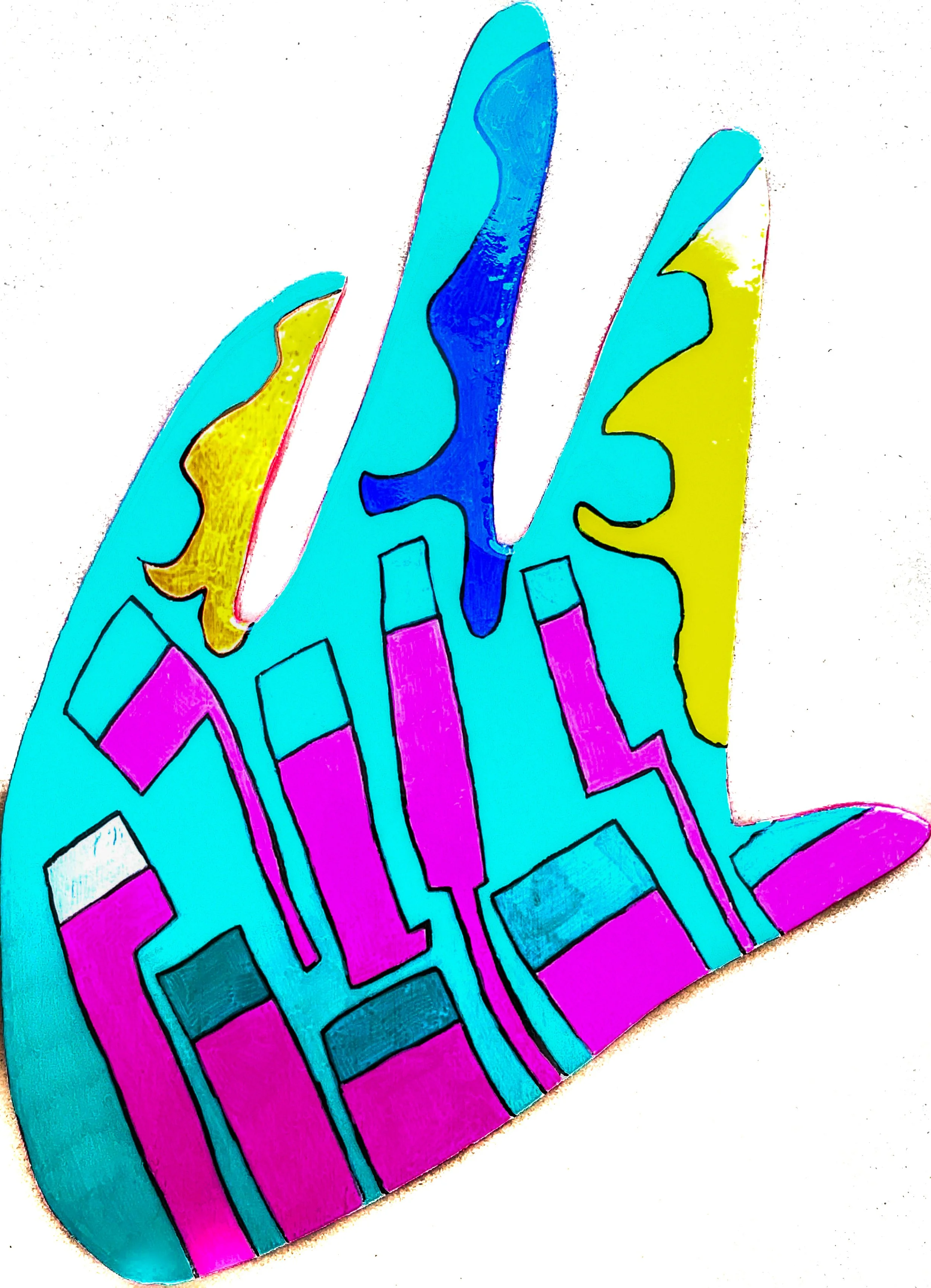 Chimneys (Posca on Wood with Glass Finish)