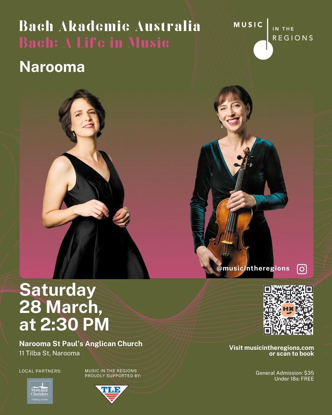 Join us for a Saturday afternoon concert in Narooma and experience the joy of live performance. 

Tickets on sale now, visit: www.musicintheregions.com/bach-a-life-in-music 

@bach_akademie_australia @montaguechoristers 

#MusicintheRegions #BachAkad