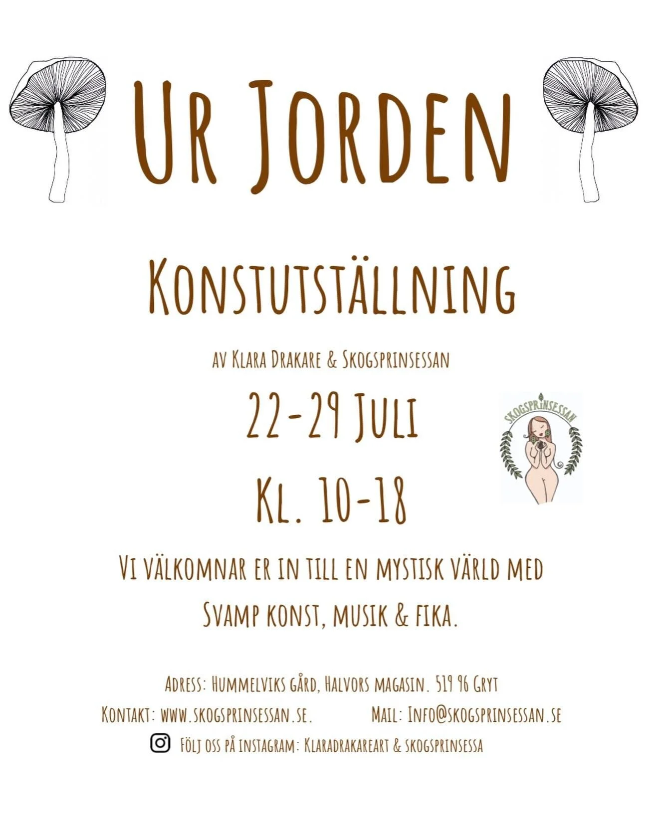 Konstutst&auml;llning med @klaradrakareart i Hummelvik, Gryt 🍄 V&auml;lkomna! 🍄