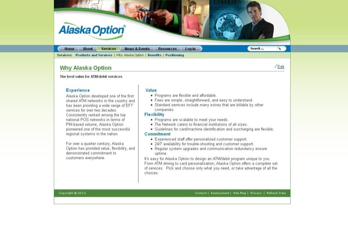 Alaska Option Information page from 2012