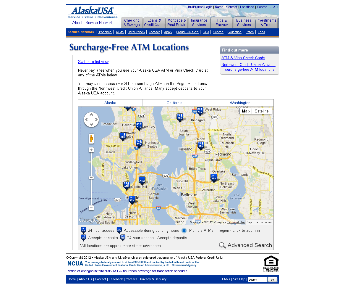 Alaska USA FCU ATM page from 2012