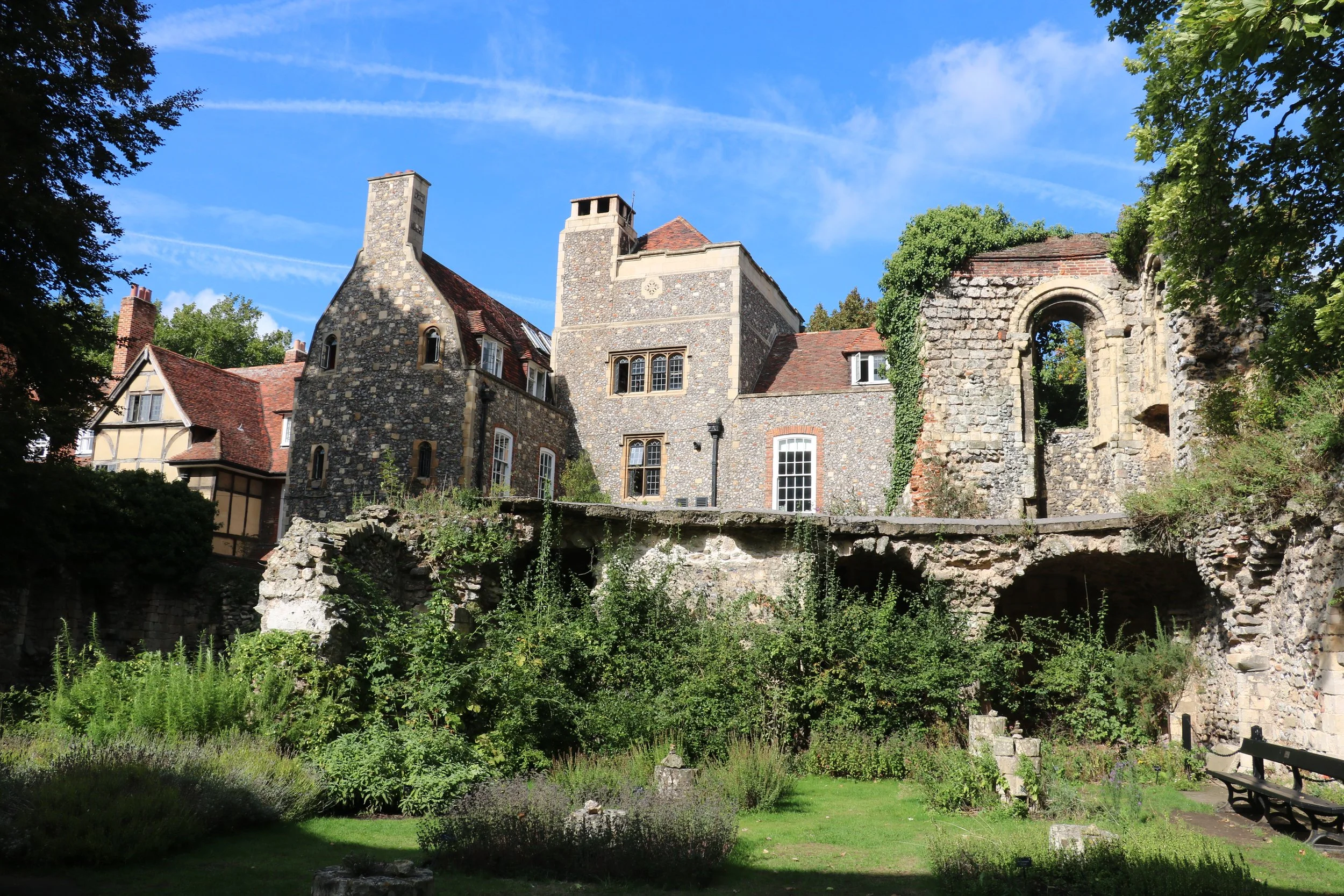 as you go out the back you can see these old building