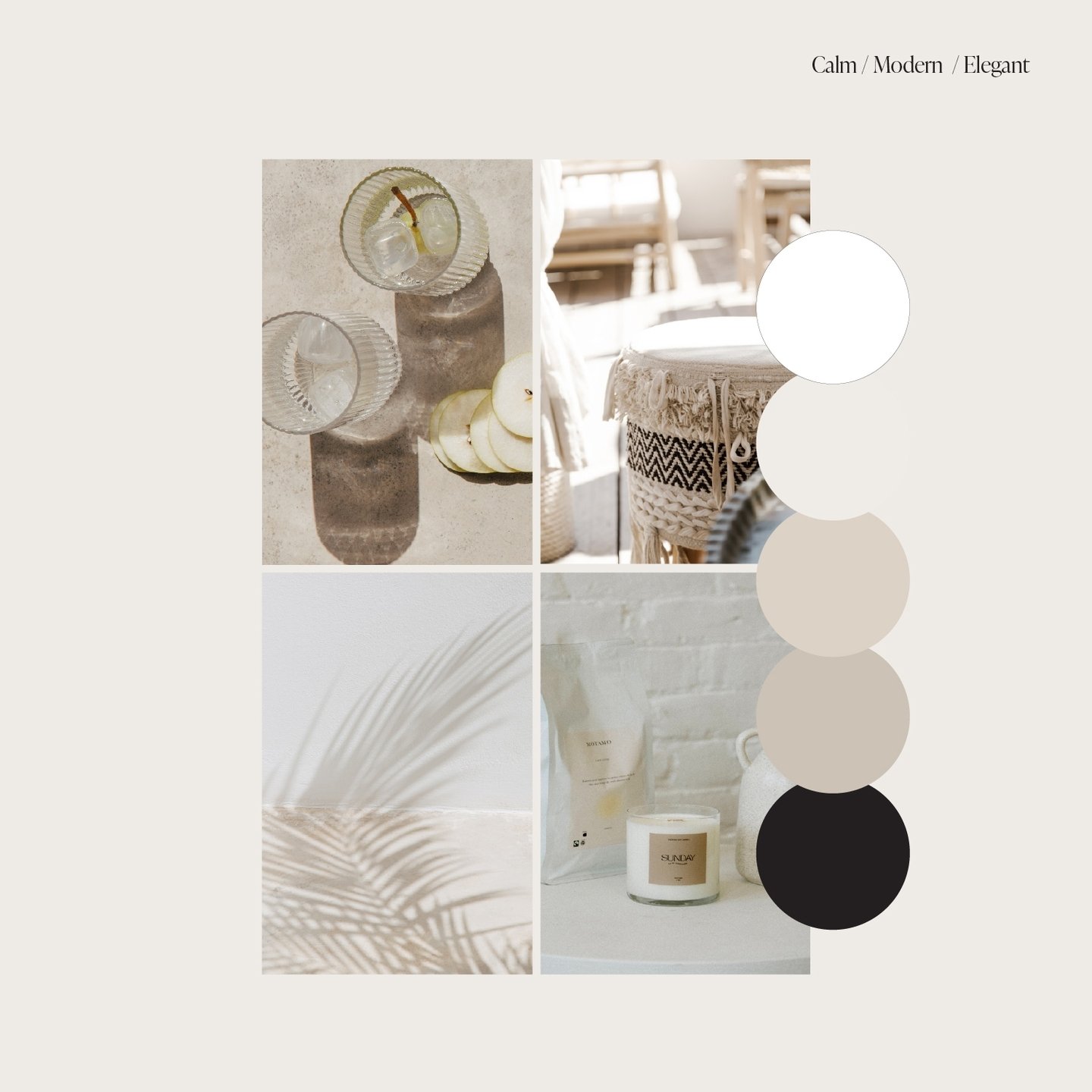 An elegant, streamlined mood-board that gets me in a great mood!​​​​​​​​​

I don't know about you, but I really enjoy a calm, neutral palette. It's one of those that you can't really go wrong with

This colour palette is available to choose from for 