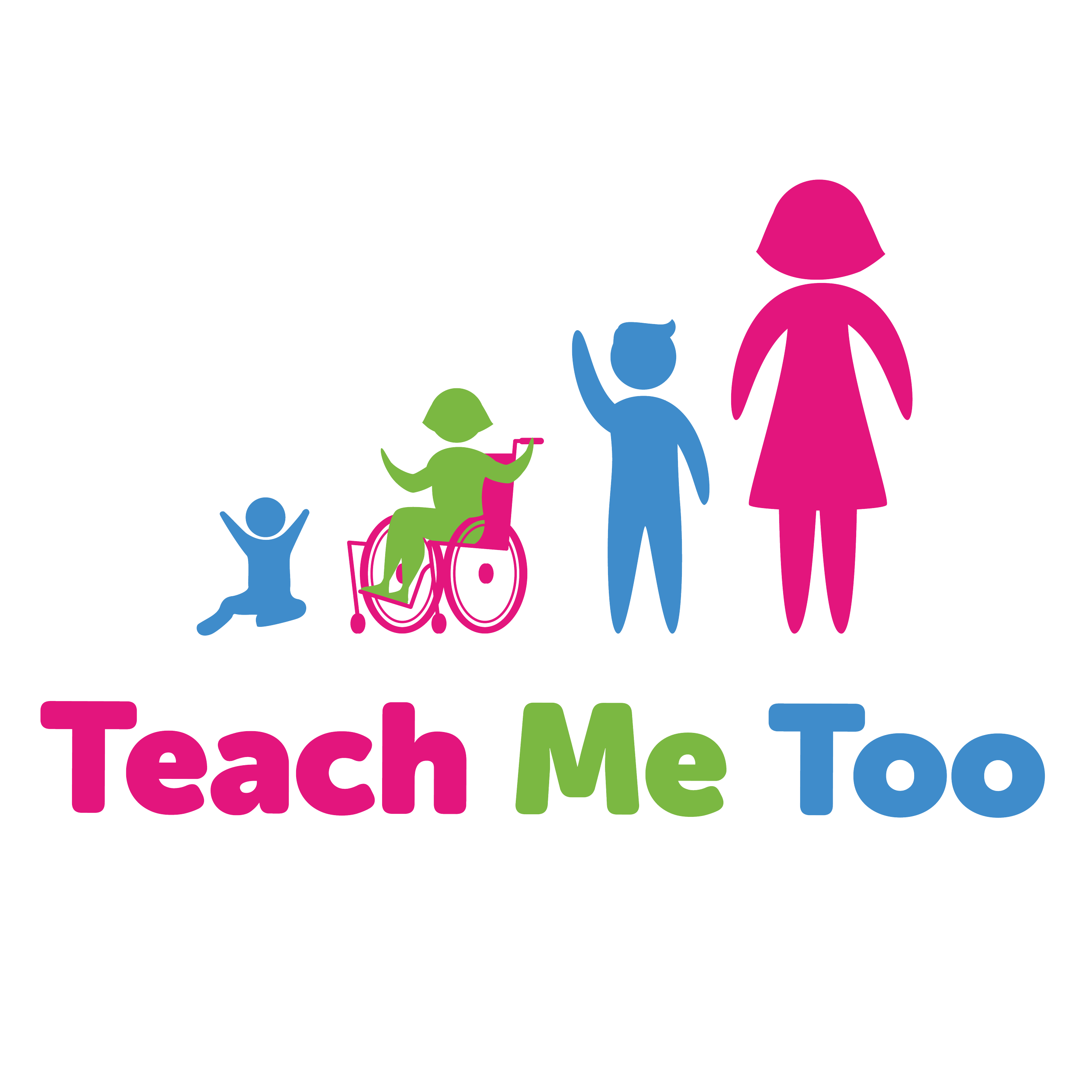Colourful logo with figures of children including one in a wheelchair, accompanied by the words 'Teach Me Too'.