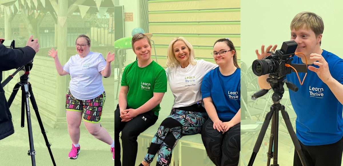 Young people with Down's Syndrome operate a camera and are filming a video