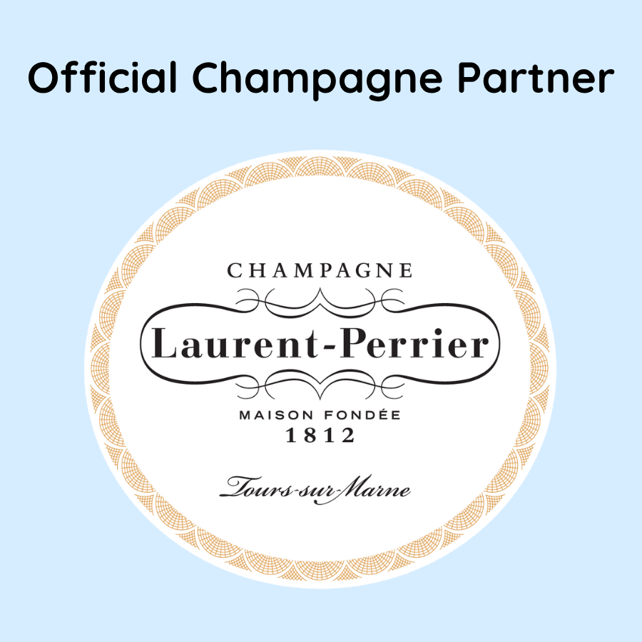 text reads 'Official Champagne Partner' with the Laurent-Perrier Champagne logo below.