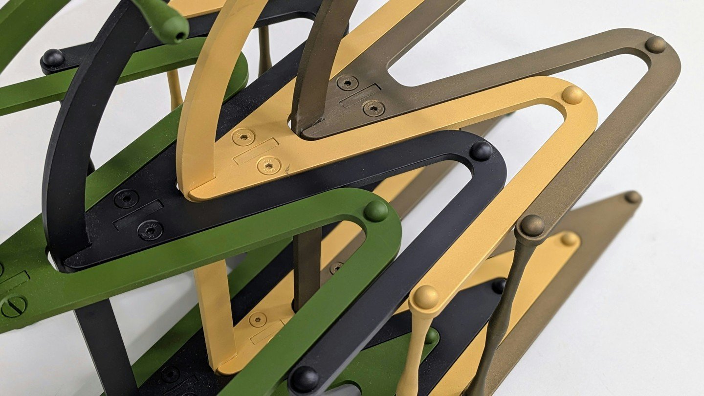 In the workshop: experimenting with new finishes for our afternoon tea stands ✨ 

Engineered for efficiency, the frames nest together when not in use to make for neat and tidy storage -- particularly valuable when space is tight! 

The timber or pape