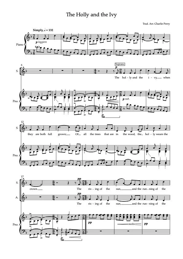 The Holly and the Ivy - Trad. arr. Perry (SAB Piano)