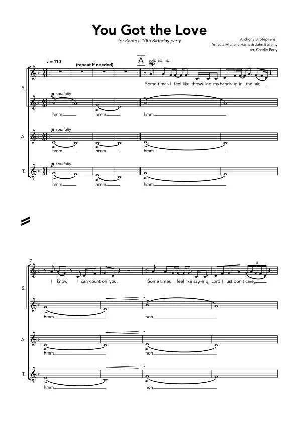 You Got the Love - Candi Stanton arr. Perry (SATB)
For Kantos