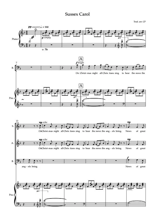 Sussex Carol - Trad. arr. Perry (SAB Piano)