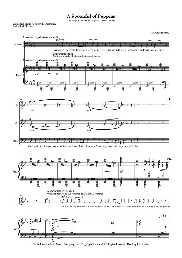 A Spoonful of Poppins (SAB Piano) - arr. Perry
for Egham Choral Society