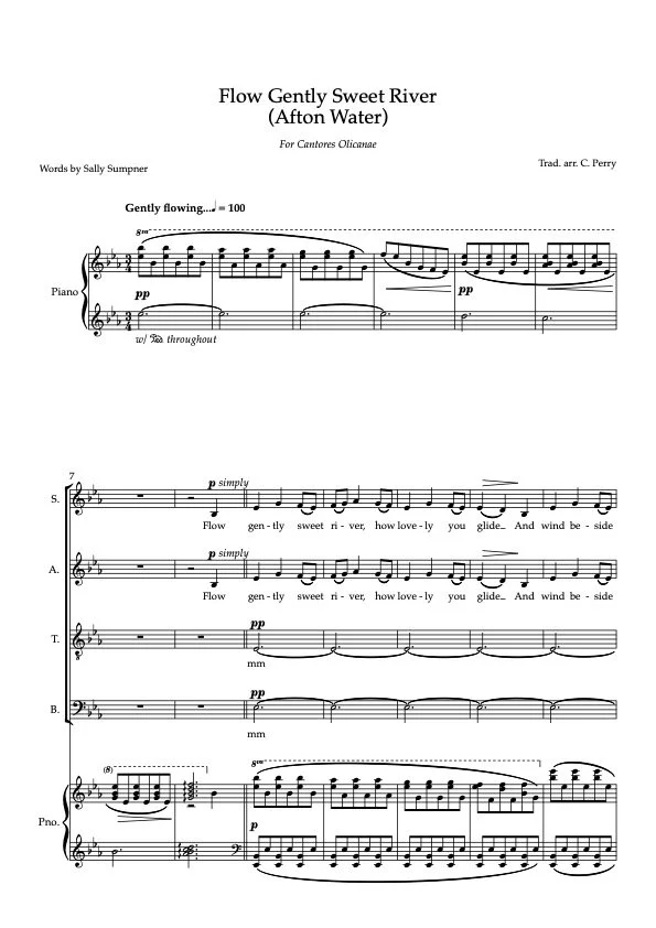 Flow Gently (SATB Piano) - Trad. arr. Perry (with new words by Sally Sumpner for Cantores Olicanae)