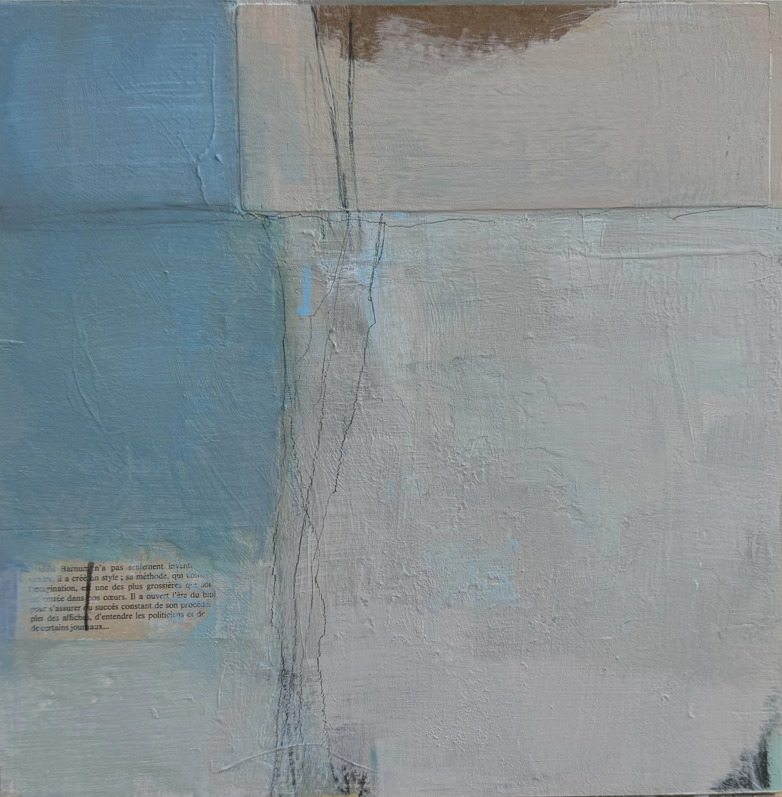 Nicole Dekleva Bannerman . It's early 2025 . Mixed media . 12" x 12"