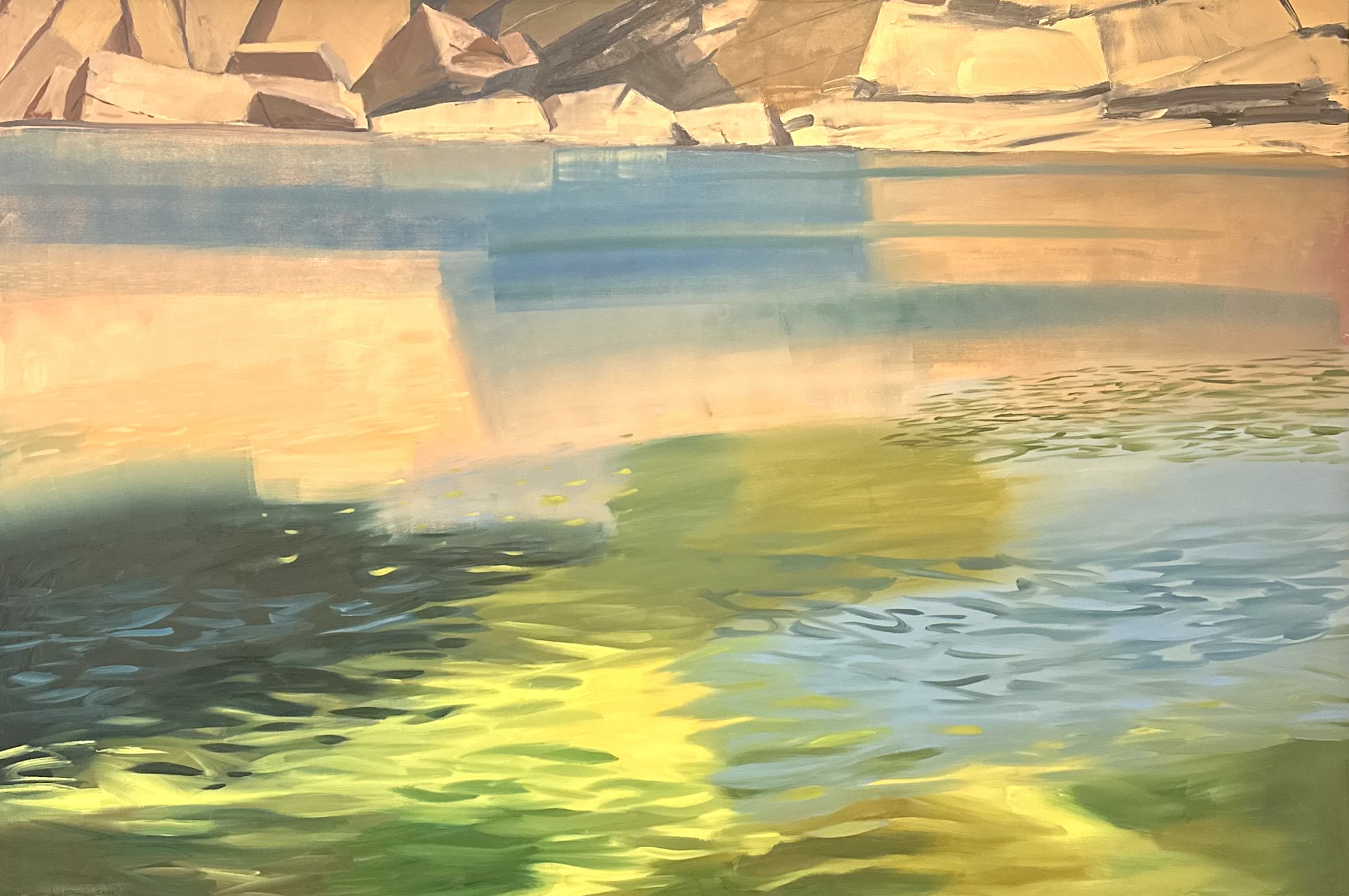 Joel Janowitz . Quarry: Your Move 2000 . Oil on linen . 60" x 90"