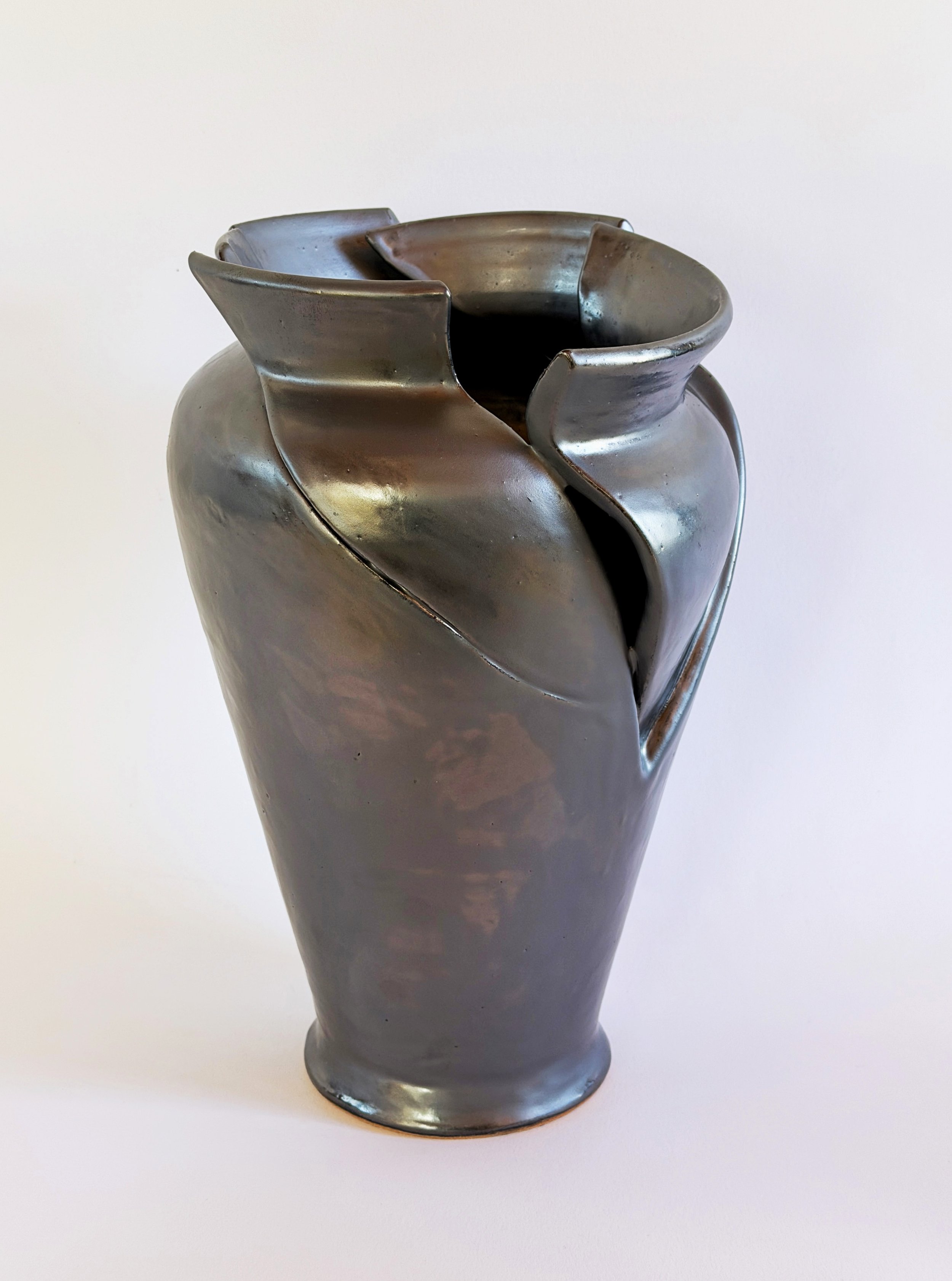 Danette English . Deconstructed Black Vase 2025 . Ceramic . 20” x 10” x 10"