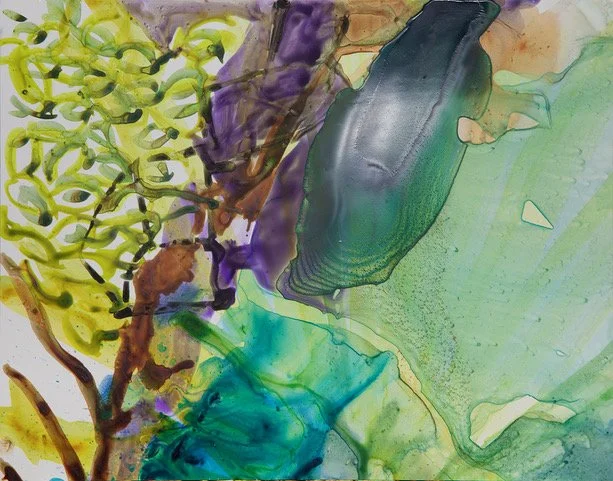 Waterfall 4 2026 . Acrylic on Yupo paper on board . 11" x 14"