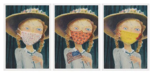 Artist Kata Hull . 'In the Time of Covid' . triptych