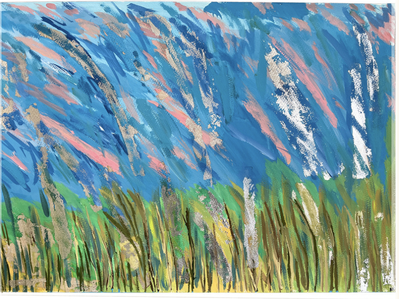 Anna Kasabian . Pluies Matinales, Ed.1 2023 . Gouache on paper . 14” x 20” . $900
