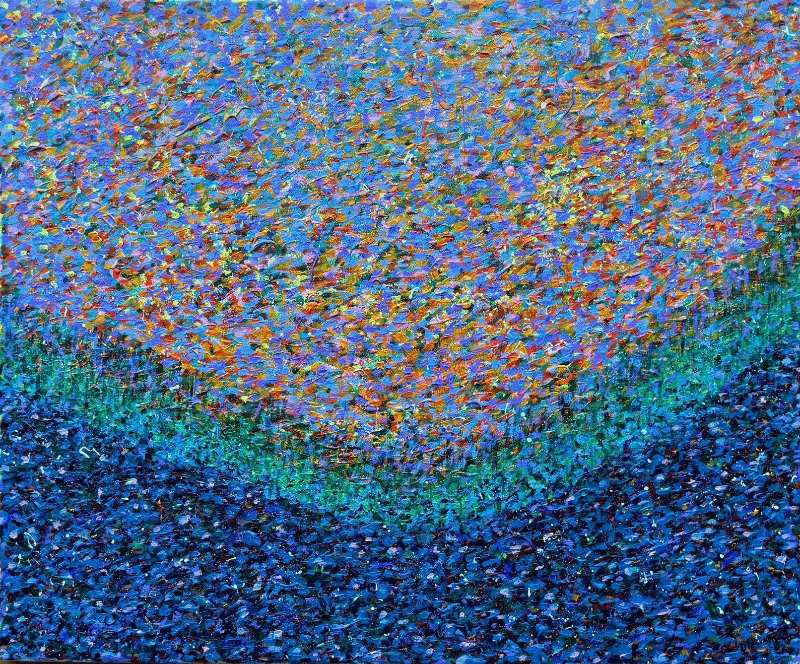 After the Sun Exhales 2025 . Acrylic on canvas 20" x 24" unframed . 21" x 25" framed 