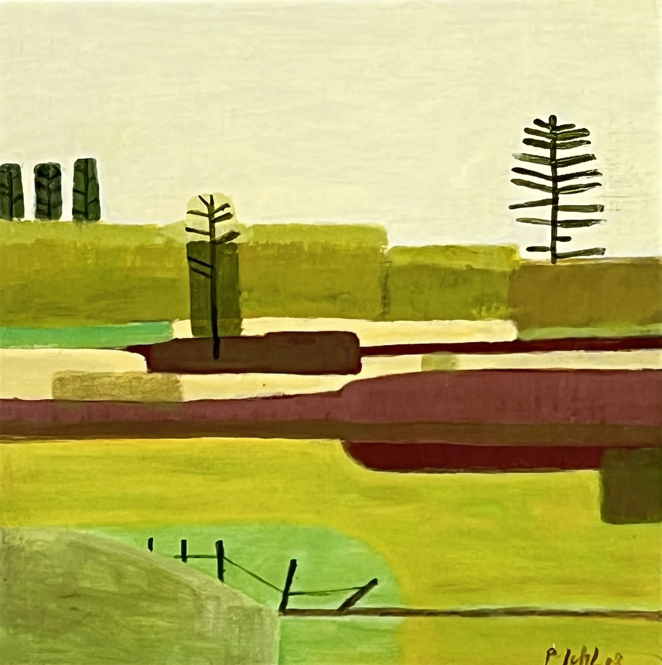 Pia Juhl Nadel . Landscape #1 2025 . Acrylic on canvas . 12" x 12"