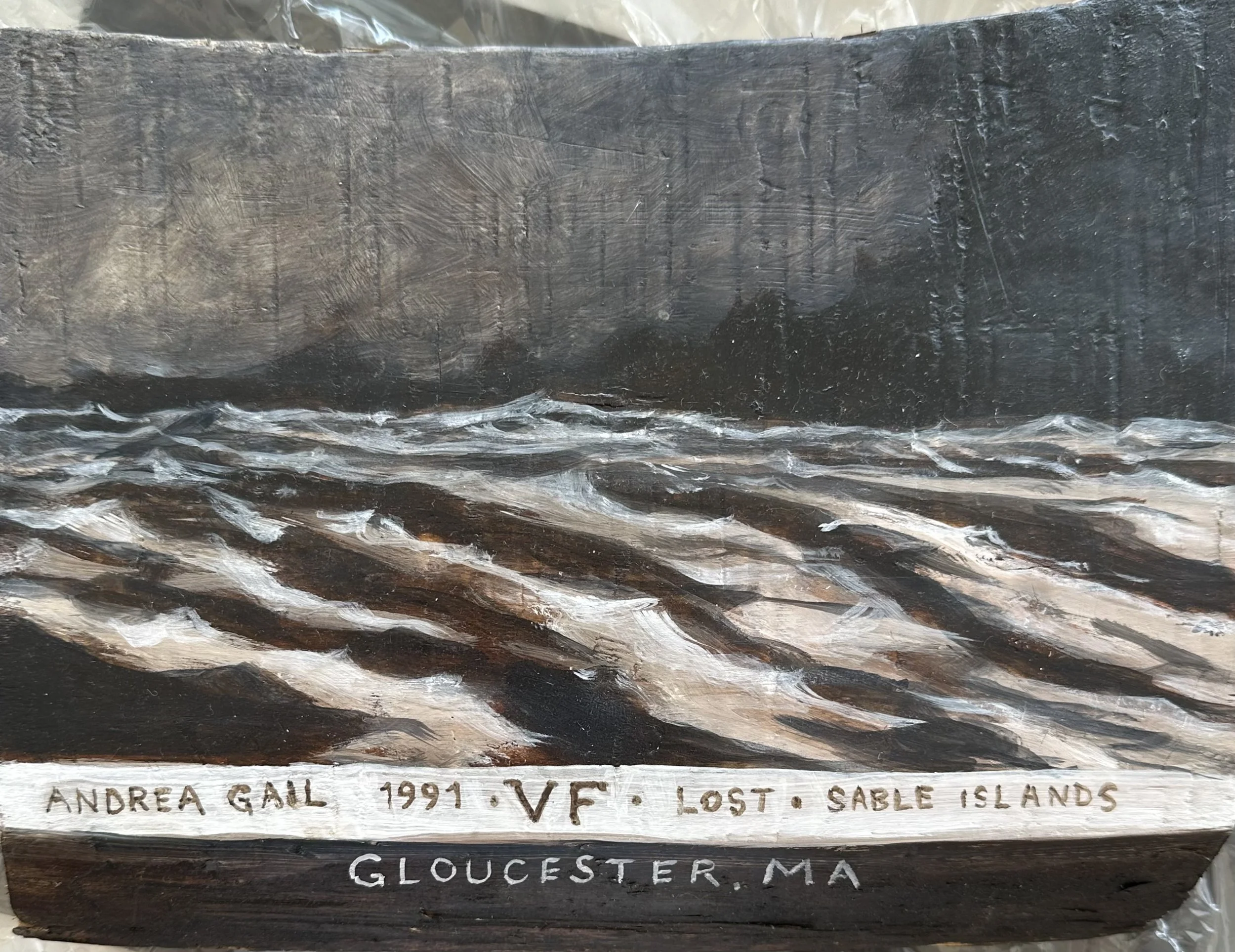 Andrea Gail #2 . Lost 1991 Sable Islands . Oil on wood 