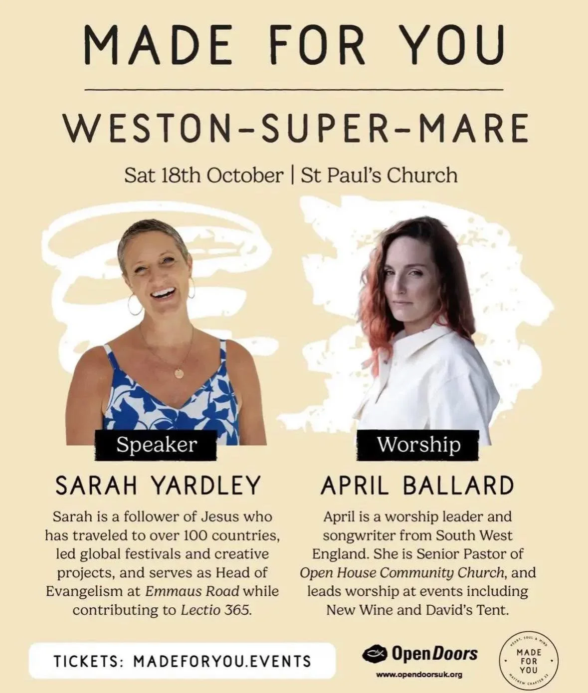 God has something special in store this weekend ✨We can’t wait to gather this Saturday at the Made for You Women’s Conference💕
Still haven’t booked your spot? There’s time; link below to join us! 🌷
🔗 https://www.tickettai