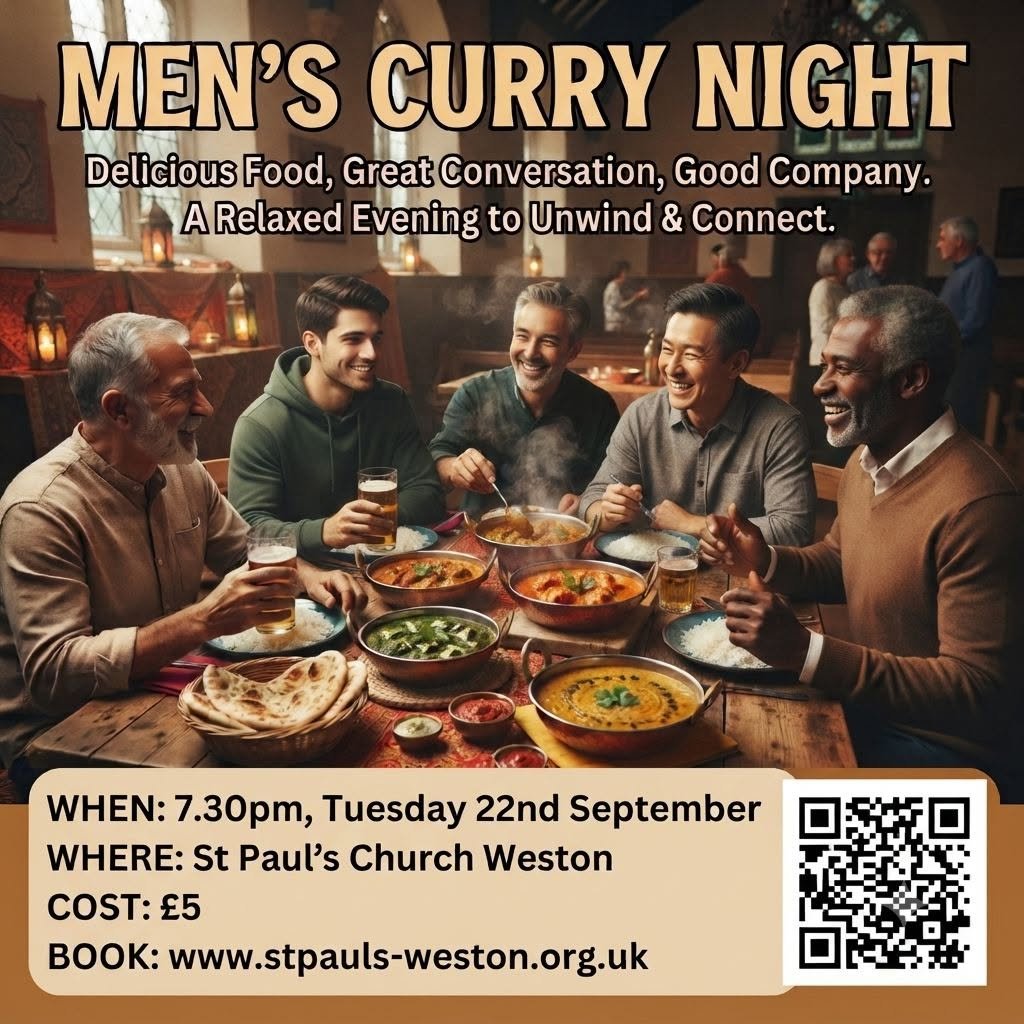 🍛 MEN&rsquo;S CURRY NIGHT | TUES 22 SEPT | 7:30PM

Good curry. Good conversation. Good company.
Men, come and join us for a relaxed evening of curry, conversation and friendship. Whether you know loads of people or you&rsquo;re coming on your own, y