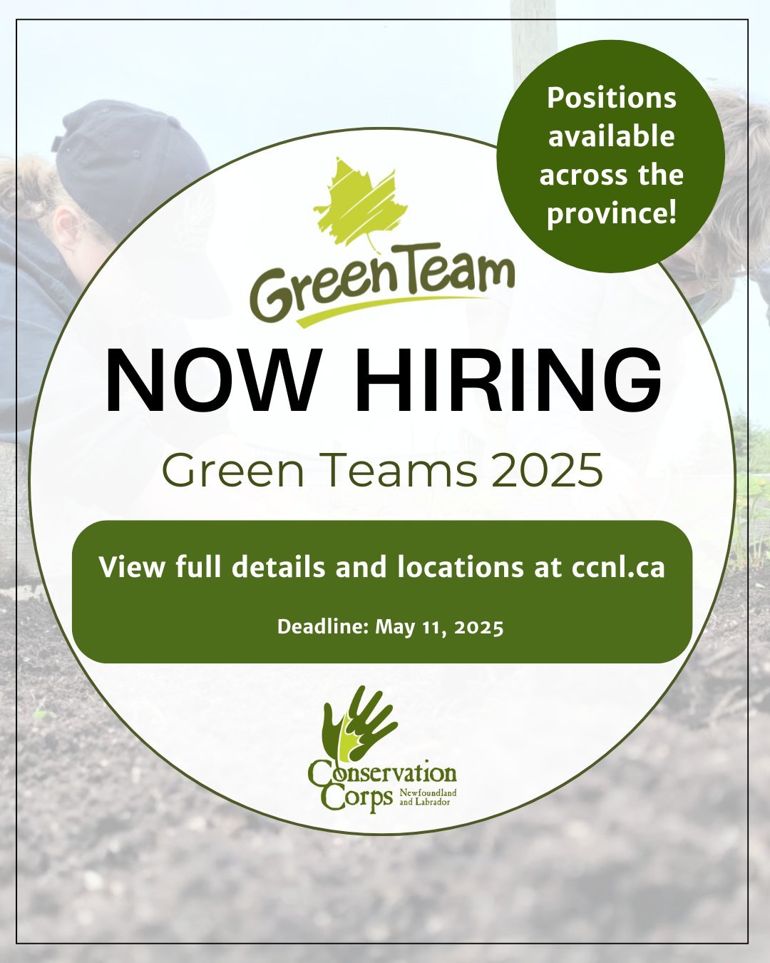 CCNL's Green Team Summer Jobs are available across the province! โ๏ธ This is a paid 8 week employment experience that focuses on providing youth with meaningful summer employment while helping our communities and partners reach their environmental an